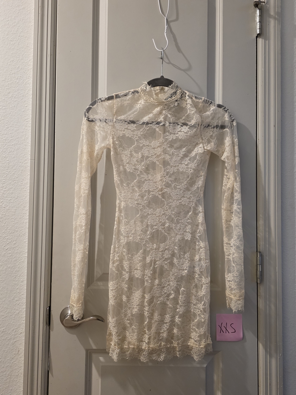 Current Mood Cream Lace Long Sleeve Mini Dress